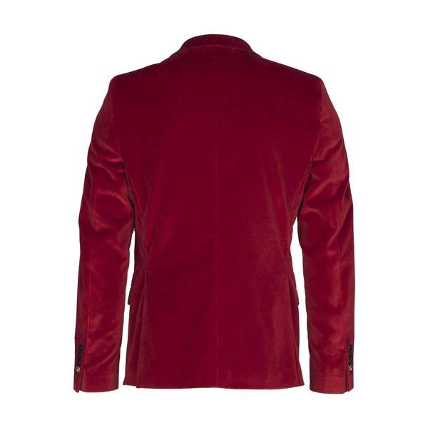 JACKET VELVET RED PATCHED