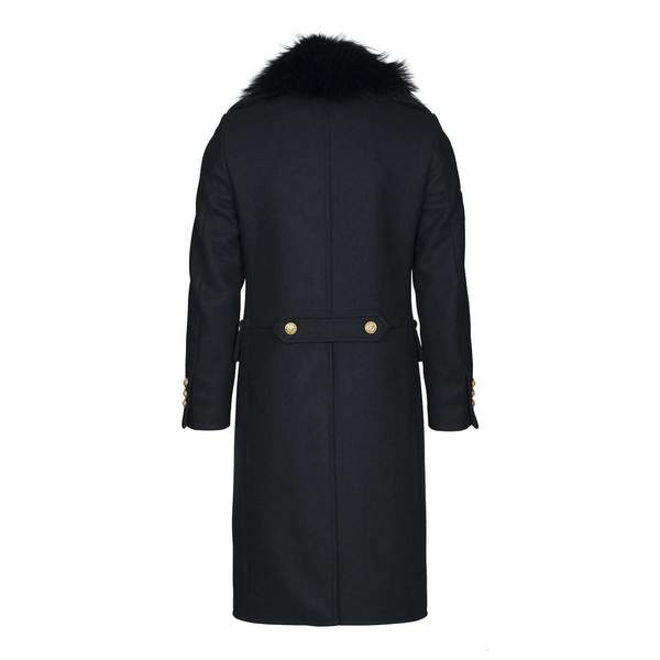 MILITARY COAT BLACK WITH FUR COLLAR